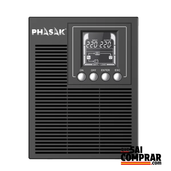 Panel frontal del Phasak Smart Pro Online PH 9210 con pantalla LCD.