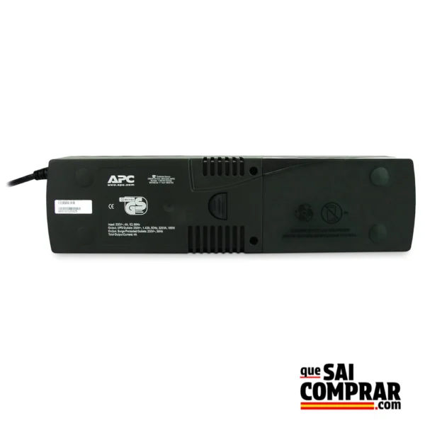 Parte trasera del APC Back-UPS ES325, mostrando entradas y salidas para protección contra sobretensiones