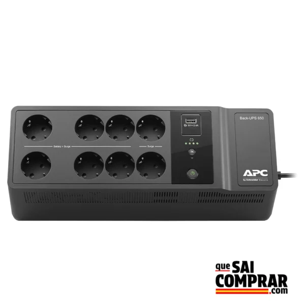 Vista frontal del APC Back-UPS ES325 BE325-GR con su panel de control y LEDs indicadores